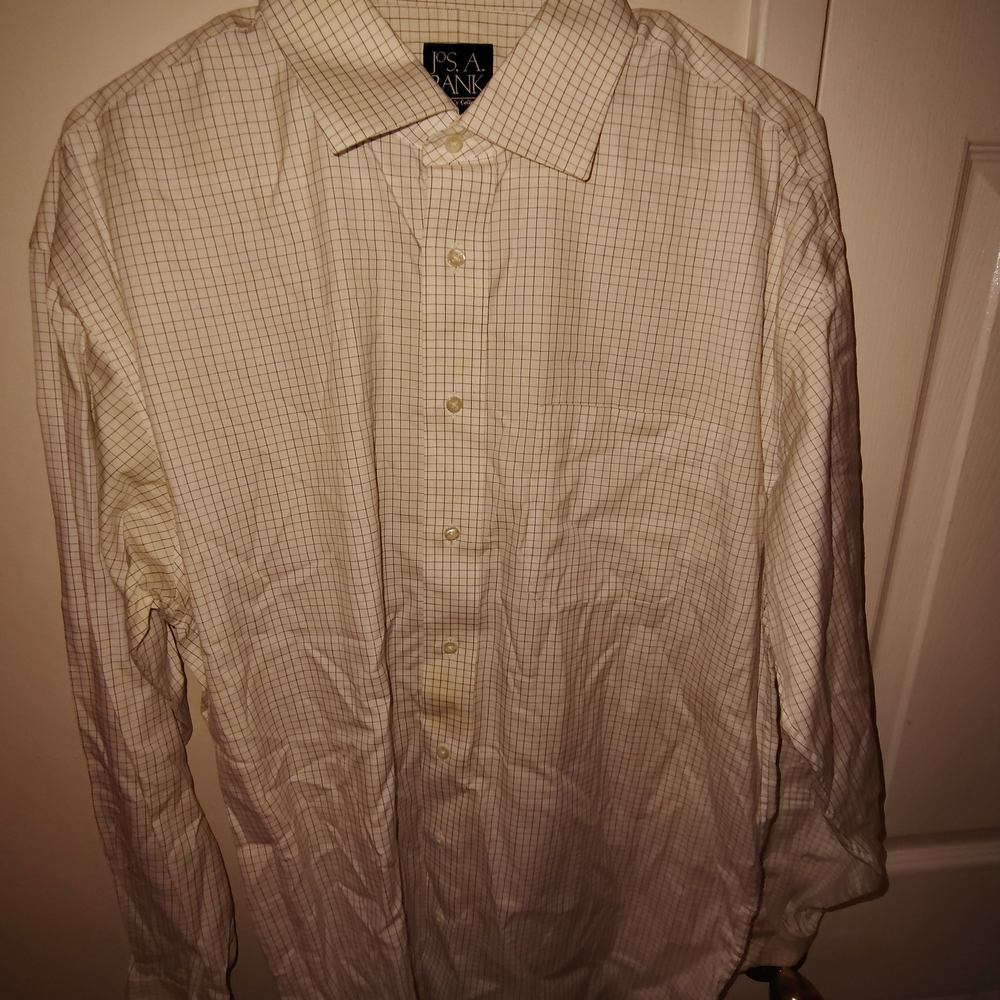 Jos. A. Bank Men's Ivory Grid Dress Shirt